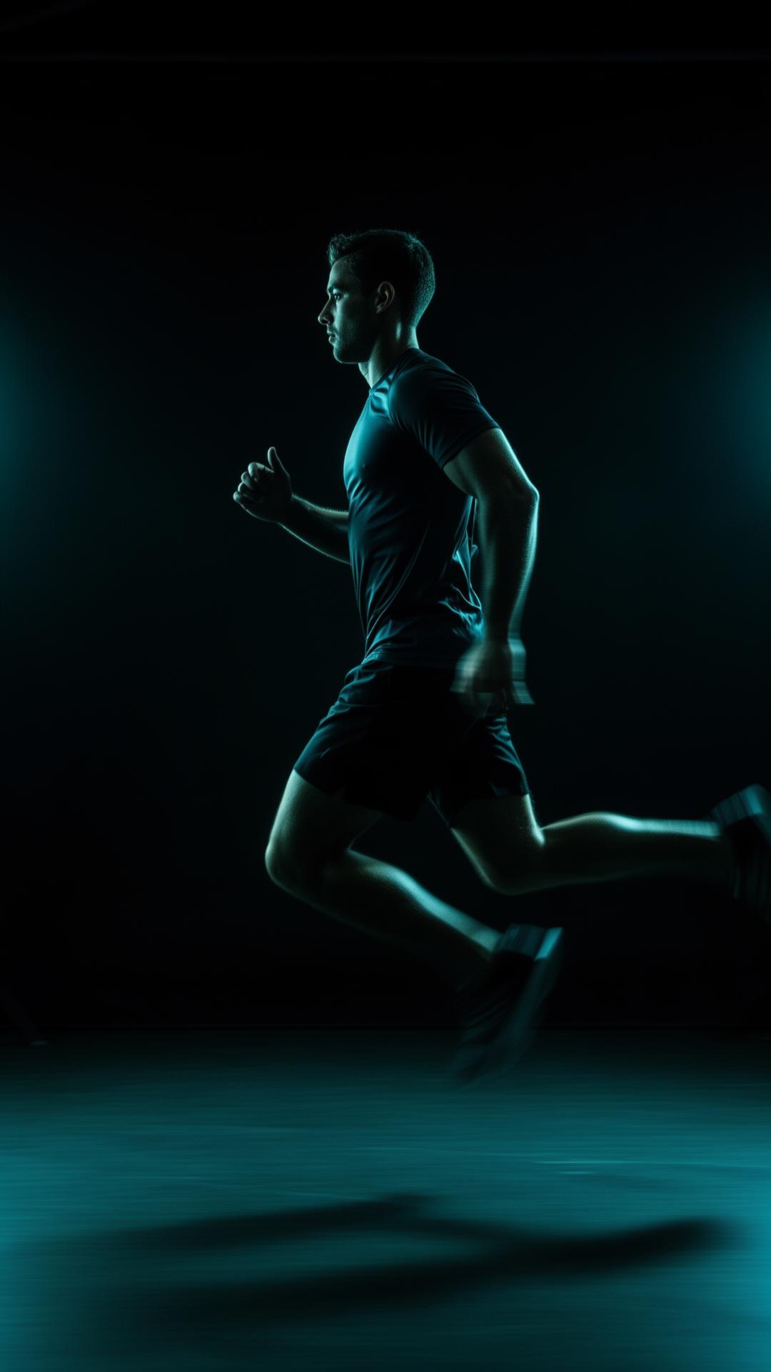 Athlete in mid-motion under cinematic light